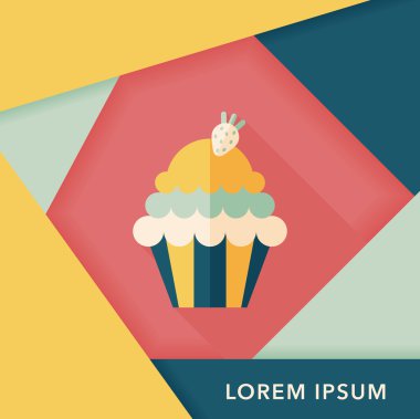 cupcake düz simgesi ile uzun gölge, eps10