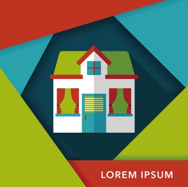 Bina evi uzun gölge, eps10 düz simgesiyle