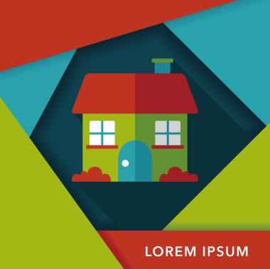 Bina evi uzun gölge, eps10 düz simgesiyle