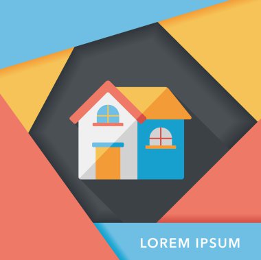 Bina evi uzun gölge, eps10 düz simgesiyle