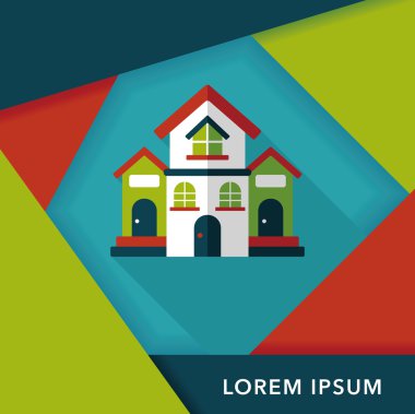 Bina evi uzun gölge, eps10 düz simgesiyle