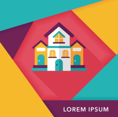 Bina evi uzun gölge, eps10 düz simgesiyle