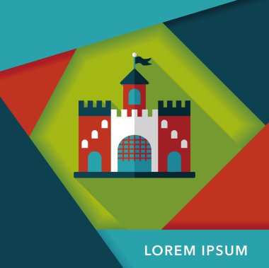 Bina kale uzun gölge, eps10 düz simgesiyle