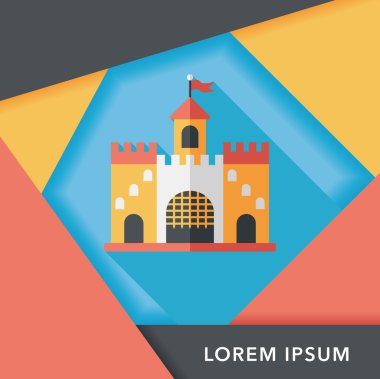 Bina kale uzun gölge, eps10 düz simgesiyle