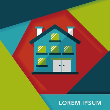 Bina daire düz simgesi ile uzun gölge, eps10