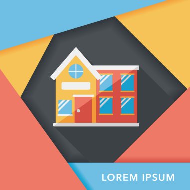 Bina evi uzun gölge, eps10 düz simgesiyle
