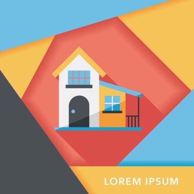 Bina uzun gölge, eps10 düz simgesiyle