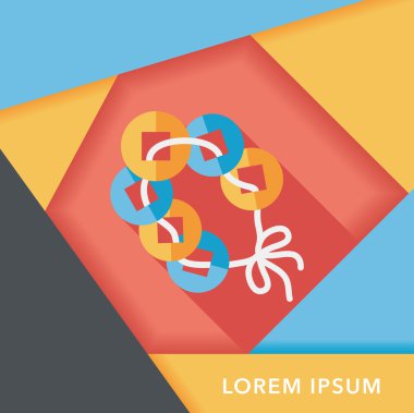 Çin yeni yılı düz simgesi ile uzun gölge, eps10, eski paralar