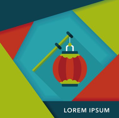 Çin yeni yılı uzun gölge, eps10, Çinli bir dekor ile düz simgesi