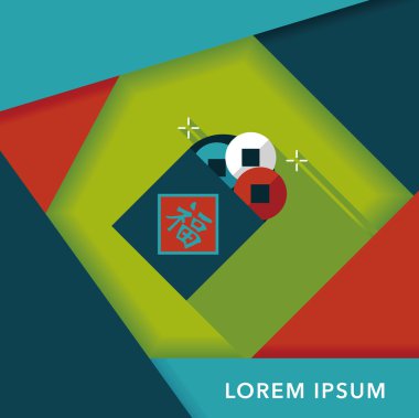 Çin yeni yılı düz simgesi ile uzun gölge, eps10, eski paralar