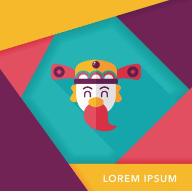 Çin yeni yılı düz simgesi ile uzun gölge, eps10, zenginlik tanrısı