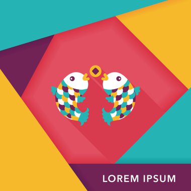 Çin yeni yılı uzun gölge, eps10, Çinli bir dekor ile düz simgesi