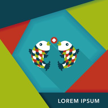 Çin yeni yılı uzun gölge, eps10, Çinli bir dekor ile düz simgesi