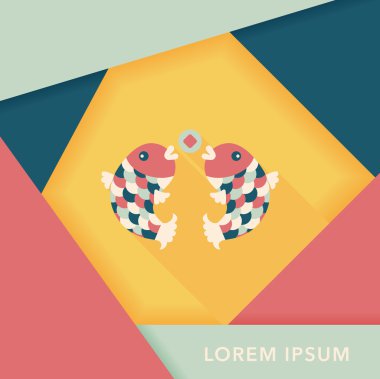 Çin yeni yılı uzun gölge, eps10, Çinli bir dekor ile düz simgesi