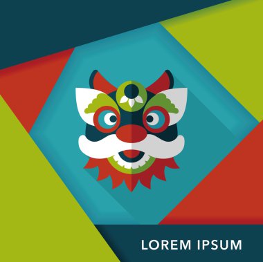 Çin yeni yılı düz simgesi ile uzun gölge, eps10, dragon ve