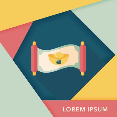 Çin yeni yılı uzun gölge, eps10, Altın külçe ca ile düz simgesi