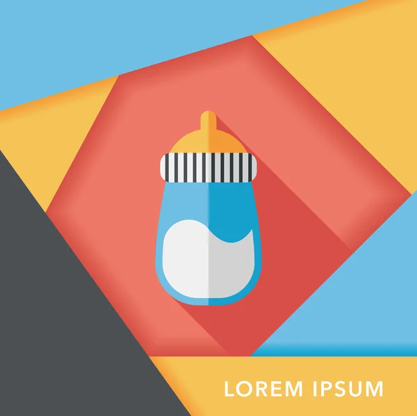 Baby bottle lapos ikon-val hosszú árnyék, eps 10 — Stock Vector