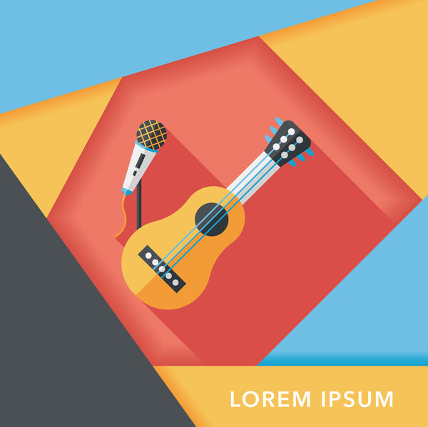 guitar flat icon with long shadow, eps10
