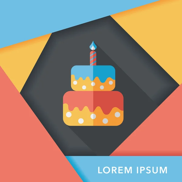 Ícone de bolo de aniversário plana com sombra longa, eps10 — Vetor de Stock