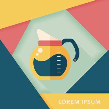 Uzun Gölge, eps10 ile kahve su ısıtıcısı düz simgesi