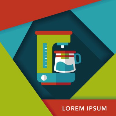 Kahve makinesi düz simgesi, uzun gölge, eps10