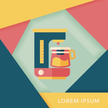 Kahve makinesi düz simgesi, uzun gölge, eps10