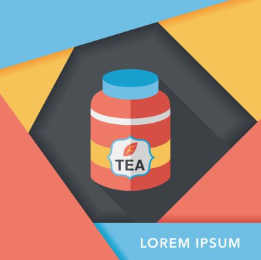 Uzun Gölge, eps10 ile çay teneke kutu düz simgesi