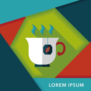 sıcak çay uzun gölge, eps10 düz simgesiyle