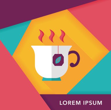 sıcak çay uzun gölge, eps10 düz simgesiyle