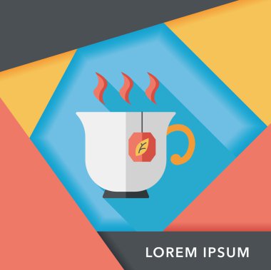 sıcak çay uzun gölge, eps10 düz simgesiyle