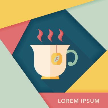 sıcak çay uzun gölge, eps10 düz simgesiyle