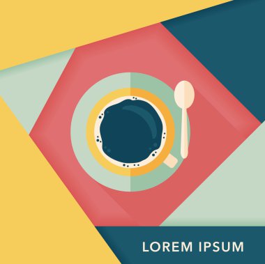 siyah kahve uzun gölge, eps10 düz simgesiyle