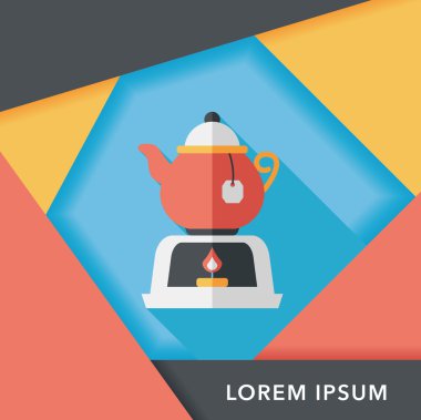 Uzun Gölge, eps10 ile çay potu düz simgesi