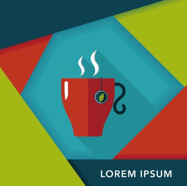sıcak çay uzun gölge, eps10 düz simgesiyle