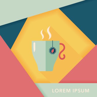 sıcak çay uzun gölge, eps10 düz simgesiyle