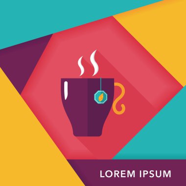 sıcak çay uzun gölge, eps10 düz simgesiyle