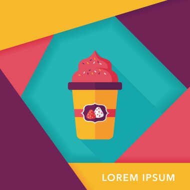 süt krem kahve düz simgesi ile uzun gölge, eps10