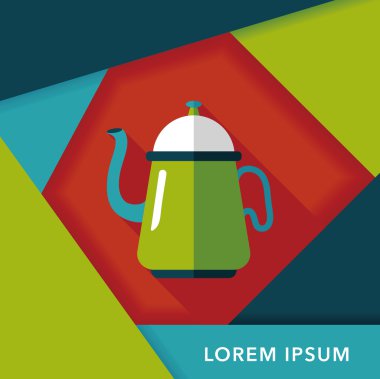 Uzun Gölge, eps10 ile kahve su ısıtıcısı düz simgesi