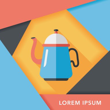 Uzun Gölge, eps10 ile kahve su ısıtıcısı düz simgesi