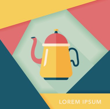 Uzun Gölge, eps10 ile kahve su ısıtıcısı düz simgesi