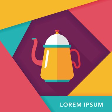 Uzun Gölge, eps10 ile kahve su ısıtıcısı düz simgesi