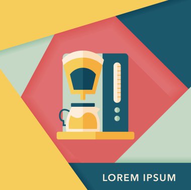 Kahve makinesi düz simgesi, uzun gölge, eps10