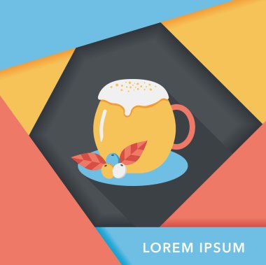 sıcak süt krem kahve düz simgesi ile uzun gölge, eps10