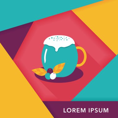 sıcak süt krem kahve düz simgesi ile uzun gölge, eps10