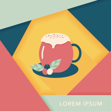 sıcak süt krem kahve düz simgesi ile uzun gölge, eps10