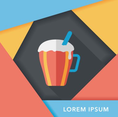 sıcak süt krem kahve düz simgesi ile uzun gölge, eps10