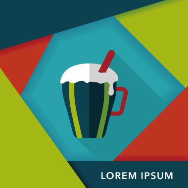 sıcak süt krem kahve düz simgesi ile uzun gölge, eps10