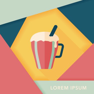 sıcak süt krem kahve düz simgesi ile uzun gölge, eps10