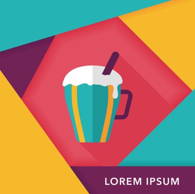 sıcak süt krem kahve düz simgesi ile uzun gölge, eps10