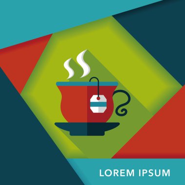 sıcak çay uzun gölge, eps10 düz simgesiyle